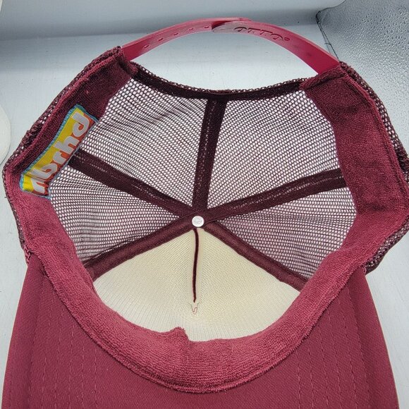 Laguna Beach Cheer Burgundy Trucker Hat Cap Glitter Letters Adjustable Casual - Picture 7 of 9